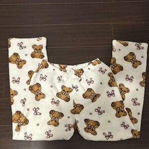 Adorable Bear Print Kids Pajama Pants - White
